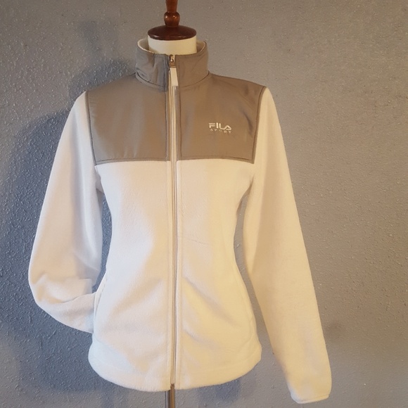 Fila Jackets & Blazers - $6 Fila White Gray Full Zipper Jacket Xsmall Fur